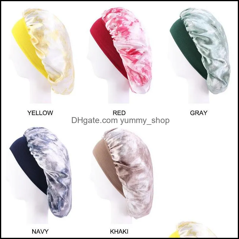 colorful wide satin bonnet sleeping night caps hat hair care beanie for women girl fashion accessories