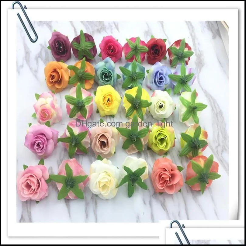 20pcs diy department of hand wreath material european tea buds simulation roses head sen side for decorative accessories flowers 