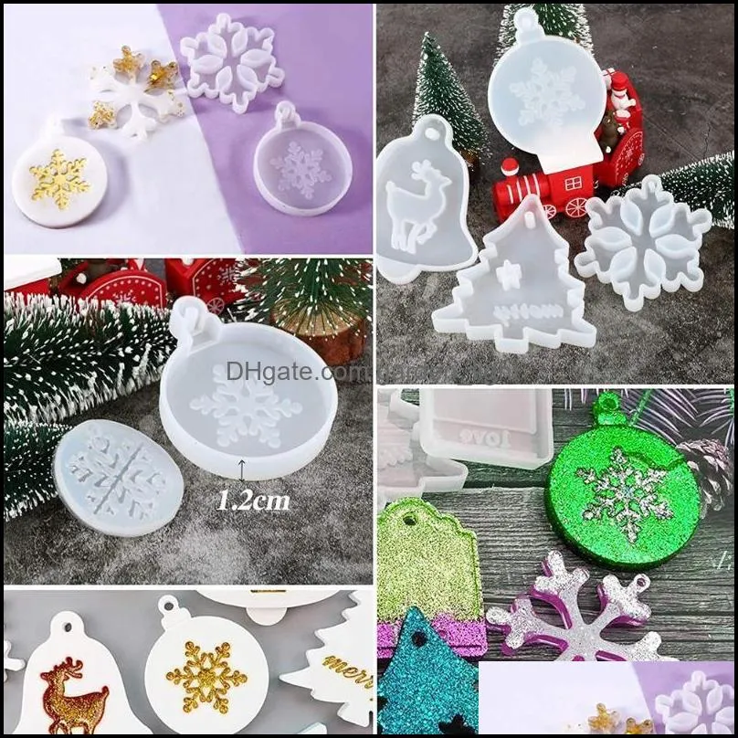 christmas decorations 3d lovely silicone mold diy pendant key chain making mould xmas tree snowflake candles gift rrd11798