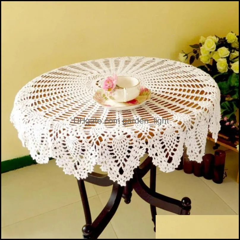 table cloth 80cm ins handmade hollow woven tablecloth kitchen dining room restaurant crochet round cotton mat decor