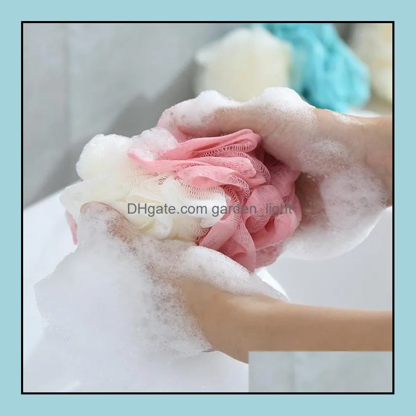 50 gram loofah bath sponge mesh pouf double colors mix loofa puff scrubber exfoliate with beauty bathing accessories paa13098