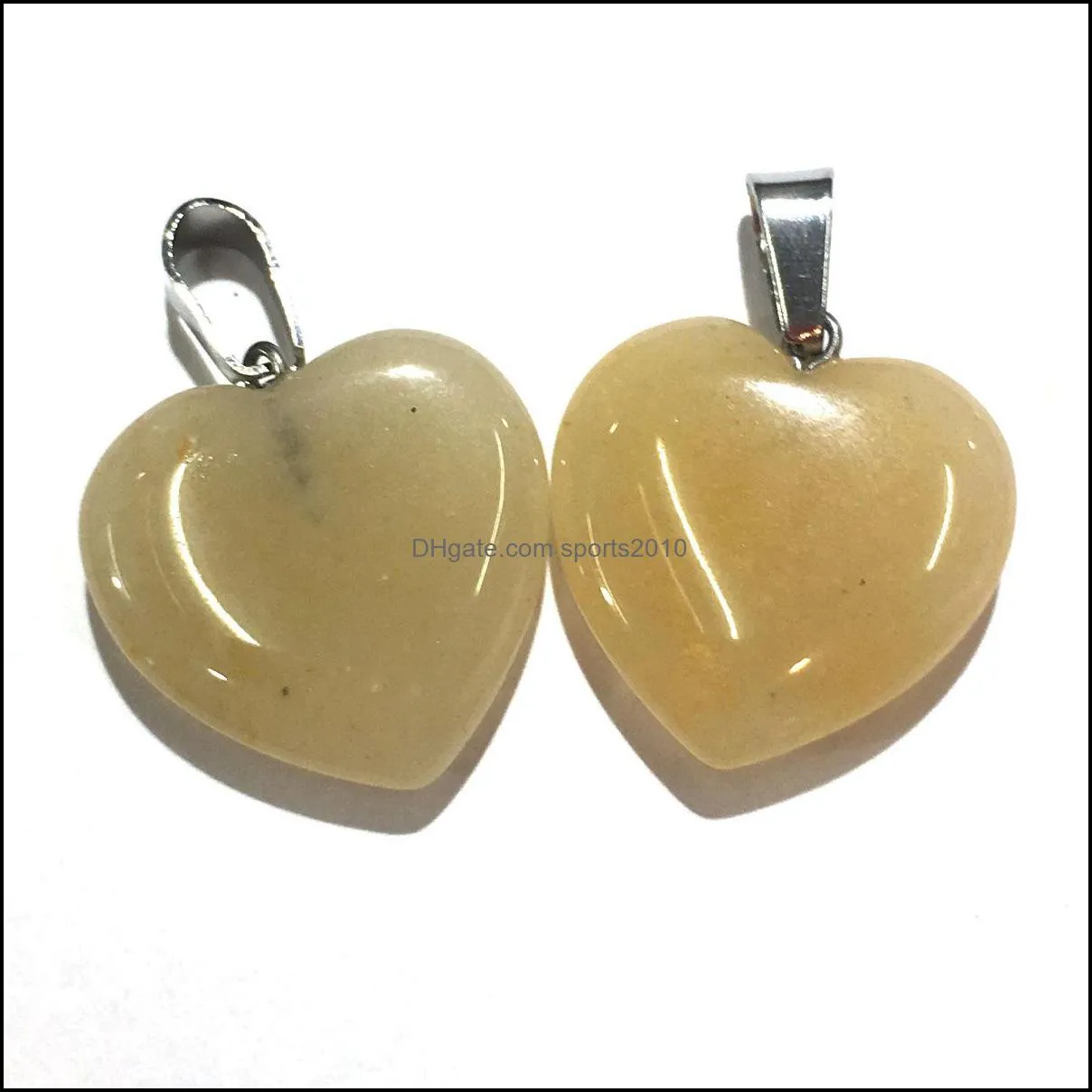 natural stone charms love heart shape pendant rose quartz healing reiki crystal finding for diy necklaces women fashion jewelry sports2010