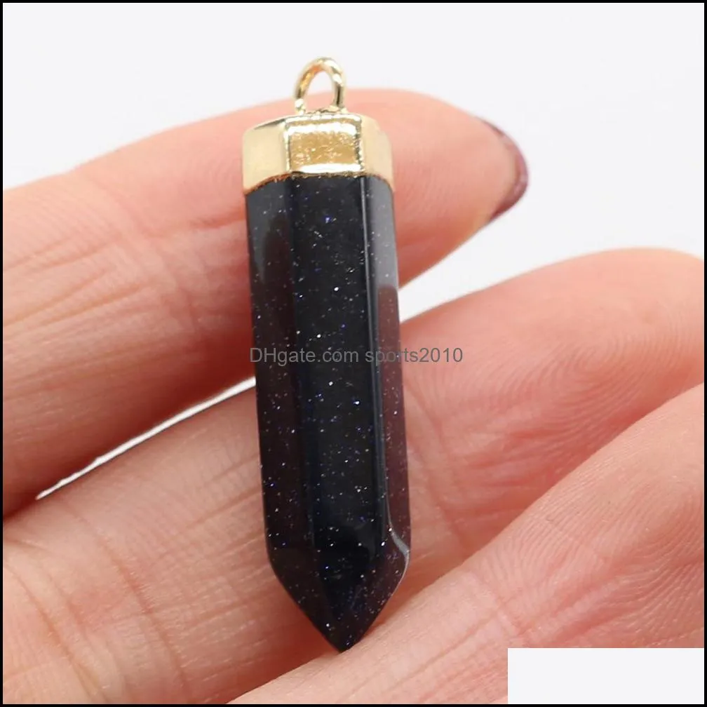 natural stone chakra charms hexagon shape pendulum pendant quartz healing reiki crystal finding diy necklaces women delicate jewelry sports2010