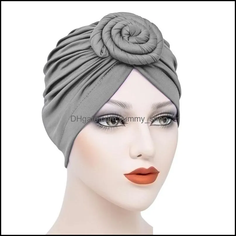 cute solid color knot turban hat stretch caps hair care beanie for women girl fashion accessories