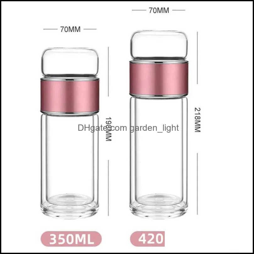 water bottles double wall glass bottle with case tea drink infuser tumbler drinkware waterbottle stainless steel filter cup