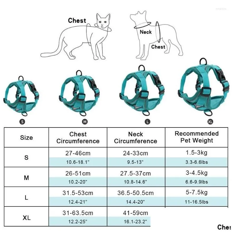 dog collars harness with 1.5m traction leash set no pull vest strap adjustable reflective breathable for dogs puppy and cats