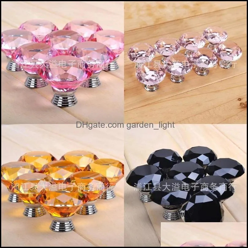 crystal glass cone shape handles door drawer single hole pulls furniture accessories 3x4cm knob colourful translucent 0 99dy n2
