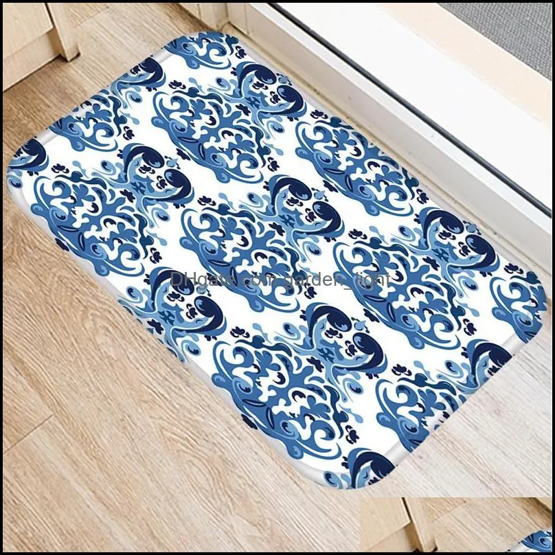 carpets blue white porcelain kitchen entrance door mat coral velvet carpet doormat colorful indoor floor mats antislip rug