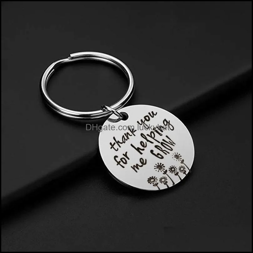 teachers day gift thank you for helping me grow keychains for women mens teacher stainless steel key chains fashion thanksgiving