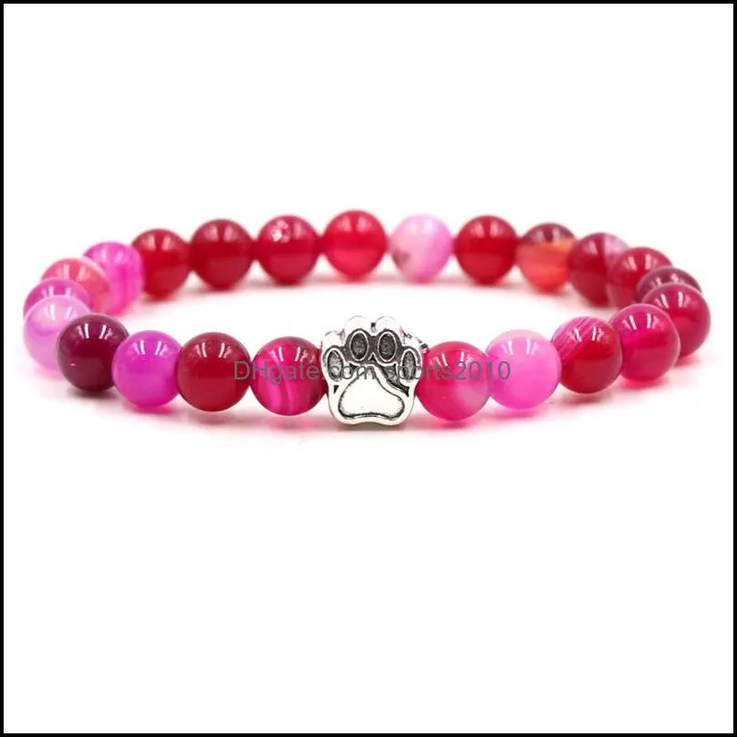 chakras stripe agate stone beaded strands bracelet dog paw claw bracelets healing energy yoga bracelet for men women jewelry gifts sports2010