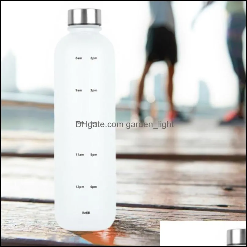 water bottles 594c 1 piece plastic bottle litre leakproof bpa sports time markings three colors to choose