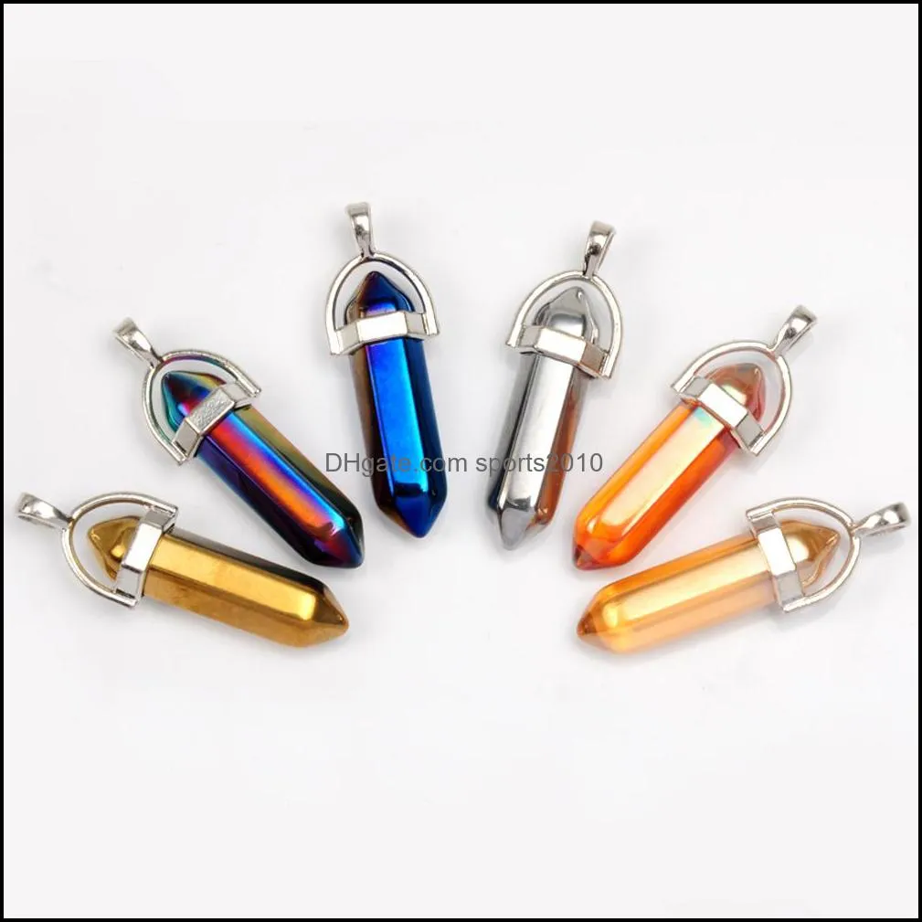 bulk metal hematite stone bullet charms pendant hexagonal column pendants diy necklace earrings jewelry making sports2010