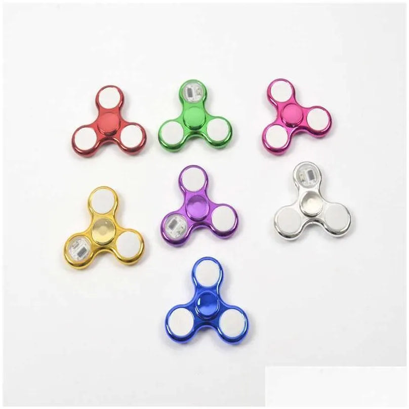 led light spinning top coolest changing fidget spinners finger toy kids toys auto change pattern with rainbow up hand spinner