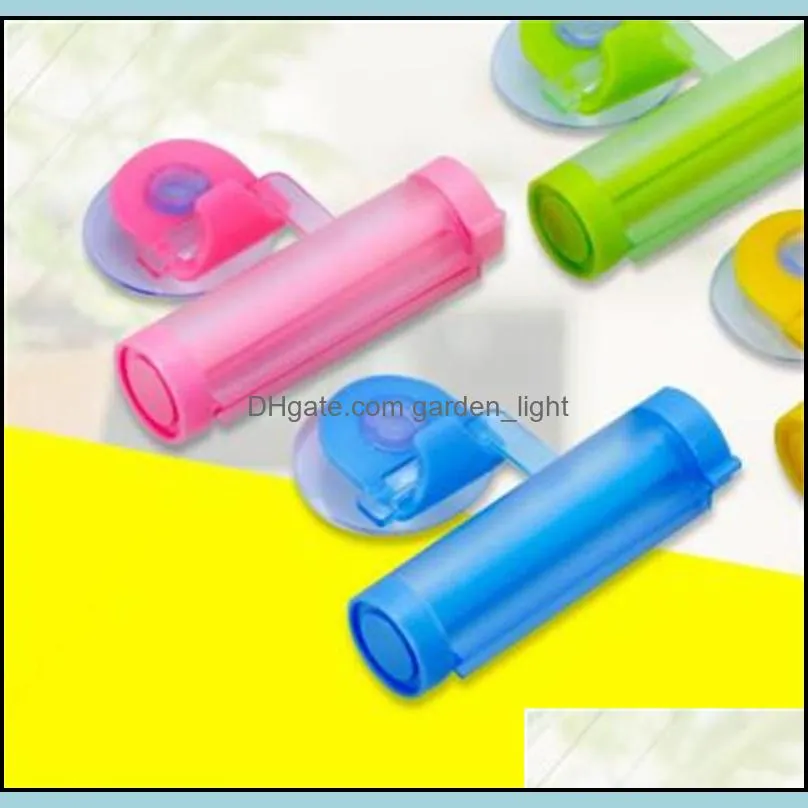 portable toothpaste dispenser suction cup candy color bathroom accessories plastic translucent squeeze teethpastes dispensers home 1 1xy