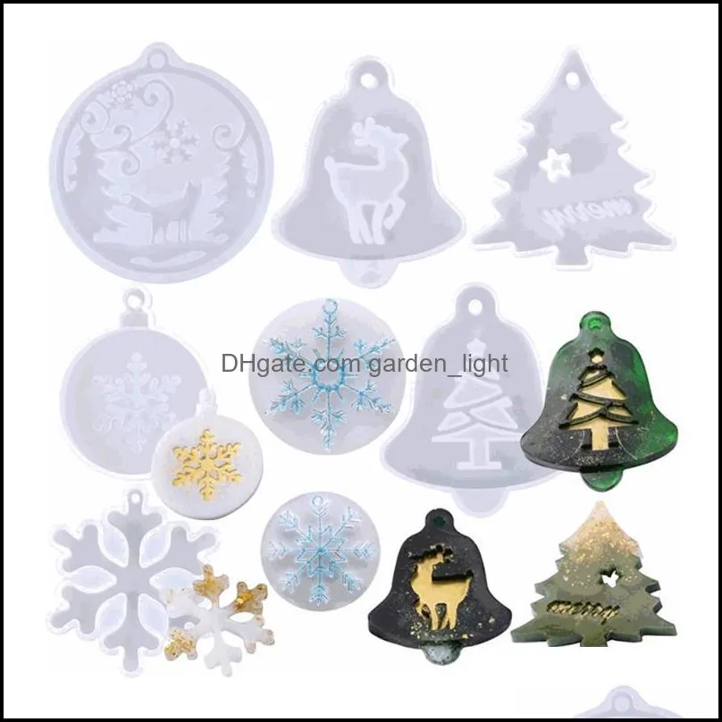 christmas decorations 3d lovely silicone mold diy pendant key chain making mould xmas tree snowflake candles gift rrd11798