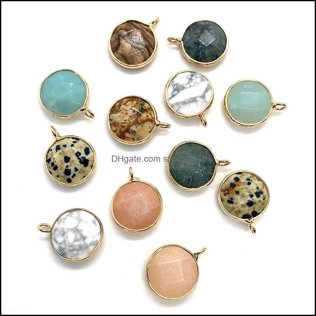 15x19mm gold edged natural stone charms green rose quartz crystal pendant for earrings necklace jewelry making sports2010