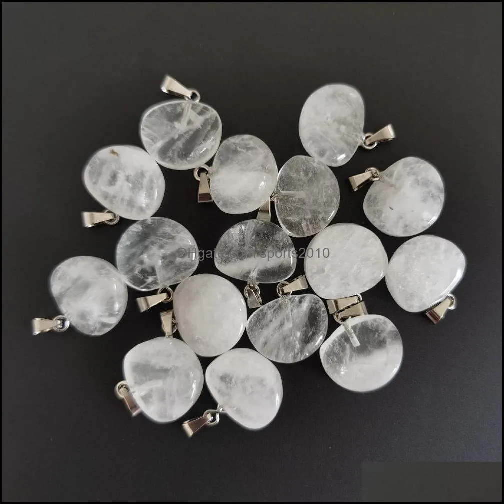 natural crystal rose quartz irregular stone charms fan shape pendant for diy earrings necklace jewelry making sports2010