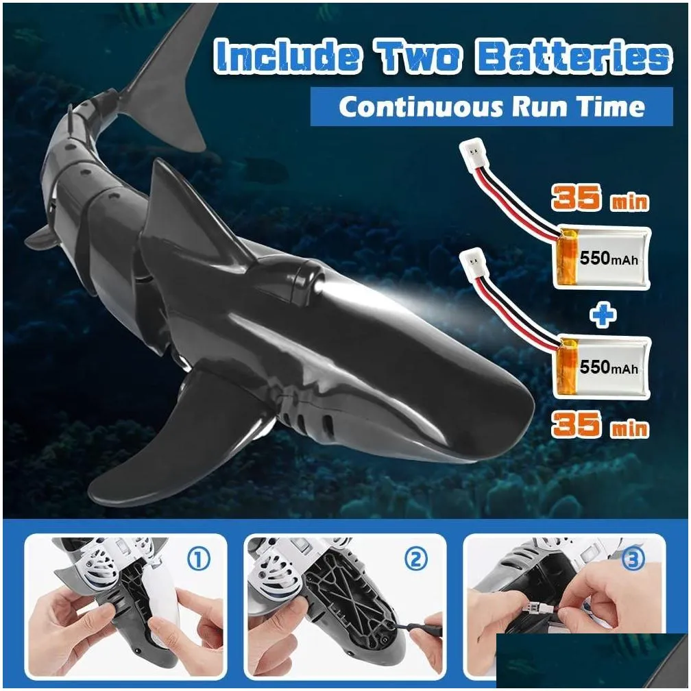 rc remote control animal toys high simulation shark for swimming pool bathroom boat