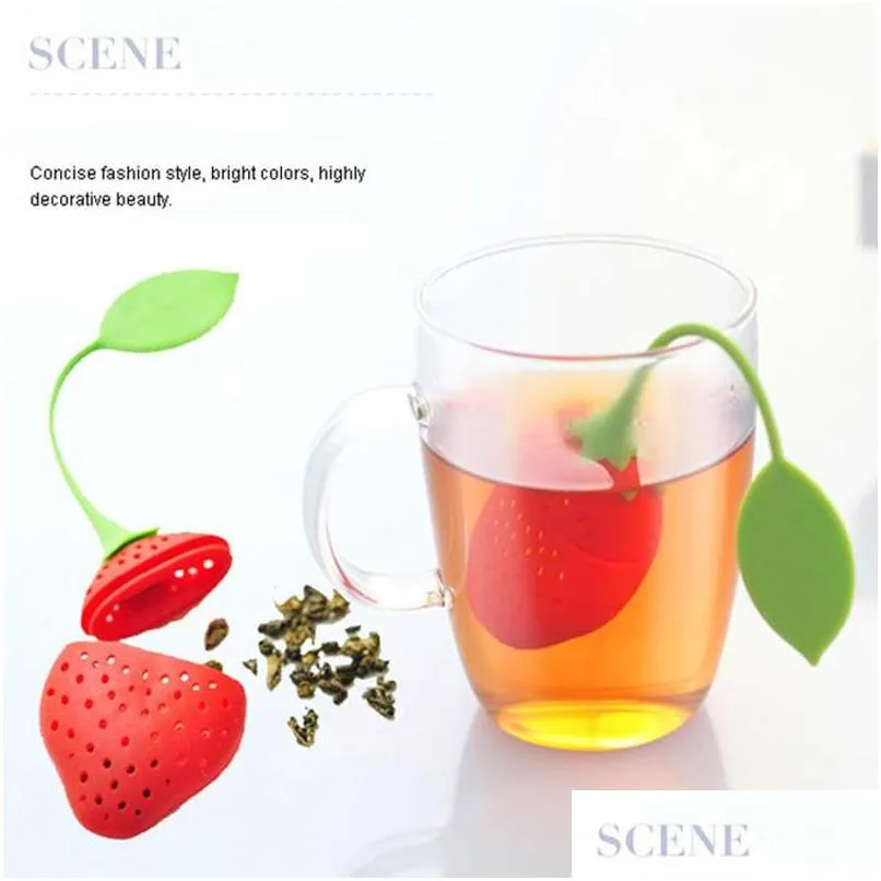 strawberry silicone tea infuser strainer red yellow teabag kettle loose tea leaf strainer ball herbal spice tea infuser filter wvt0327