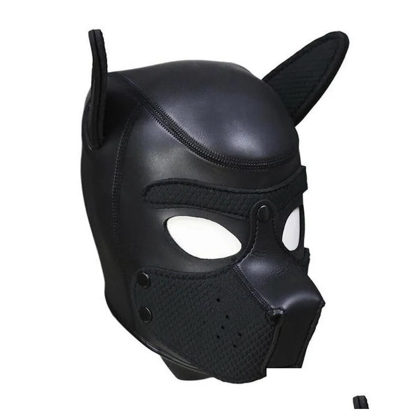 party masks padded latex rubber role play dog mask puppy cosplay full headaddears 10 colors