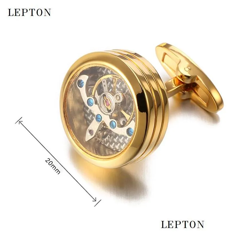 high quality movement tourbillon cufflinks for mens wedding groom mechanical watch steampunk gear cufflinks relojes gemelos t190701