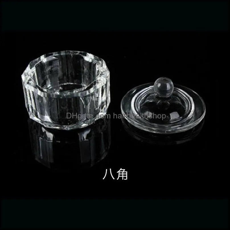 1pc crystal glass dish lid bowl liquid cup holder manicure equipment nail tool for nail art acrylic