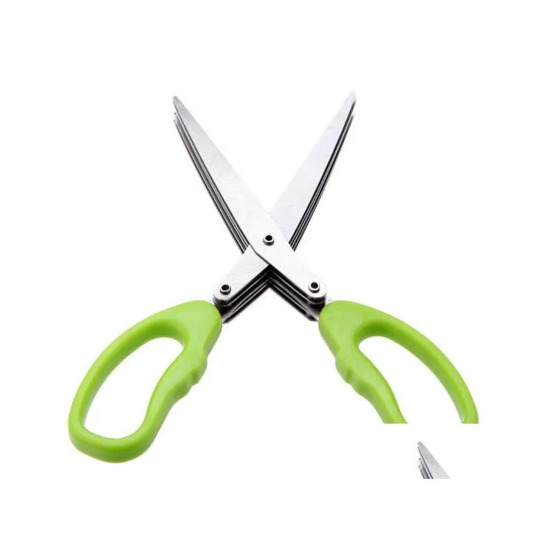 stainless steel cooking tools kitchen accessories knives 5 layers scissors sushi shredded scallion cut herb spices scissors