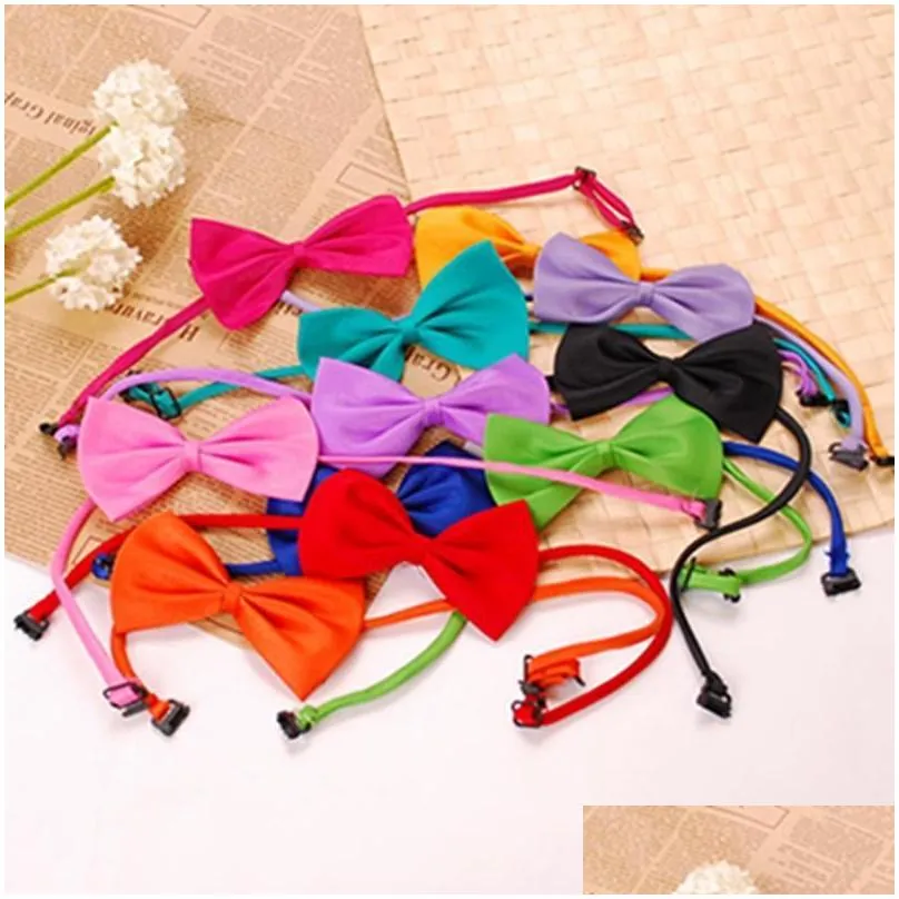 pet grooming accessories adjustable dog tie rabbit cat dog collar tie pet dog puppy lovely bow solid color decoration collar tie wdh0274