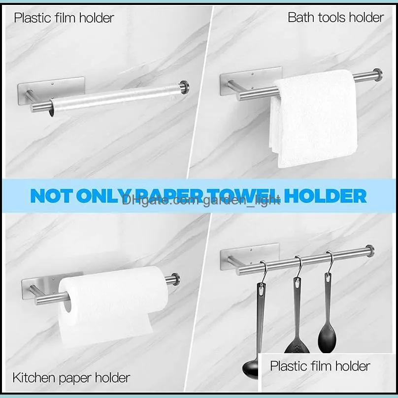 self adhesive paper towel roll holder wall mount silver black gold stainless steel papers rack for kitchen bathroom rrd12073