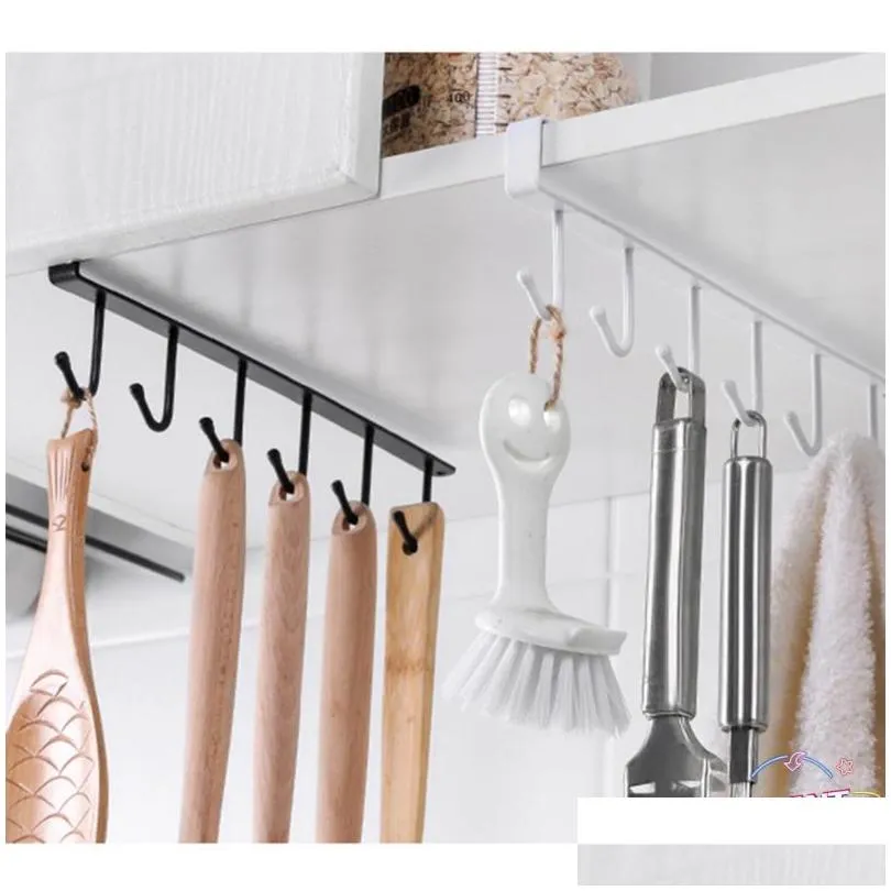 hooks rails swt kitchen organiser hanging rack holder 2021 fashion 6 metal under shelf mug cup cupboard