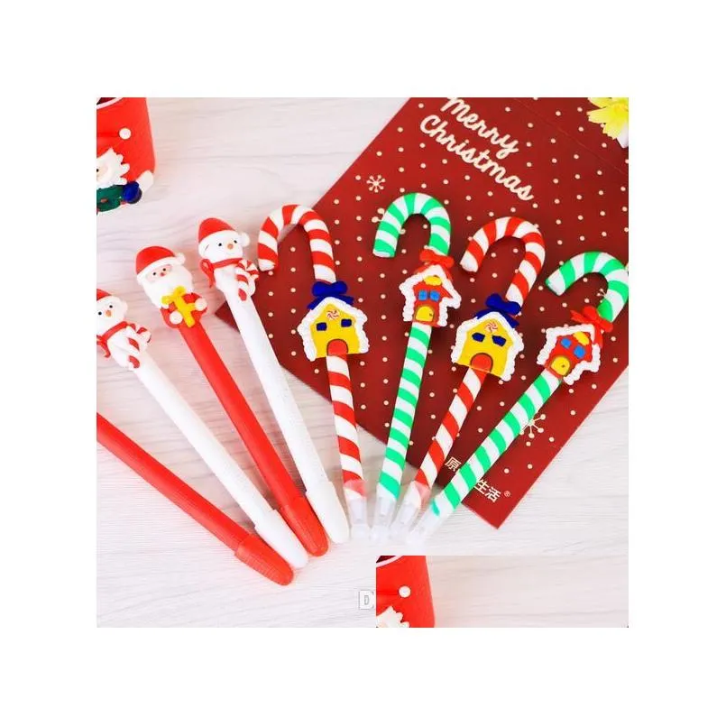 cute christmas snowman ceramic ball pen crutches cartoon christmas santa claus ballpoint office school stationery