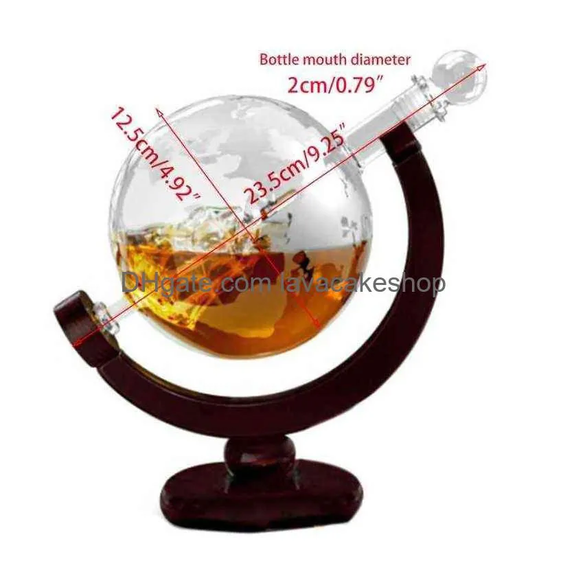 850ml whiskey decanter globe set with 2 etched globe whisky glasses for liquor bourbon vodka wine glass decanters drop shipping y1120