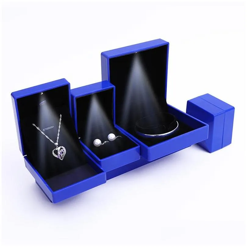 luxury bracelet box square wedding pendant ring case jewelry gift box with led light for proposal engagement wedding 2049 q2