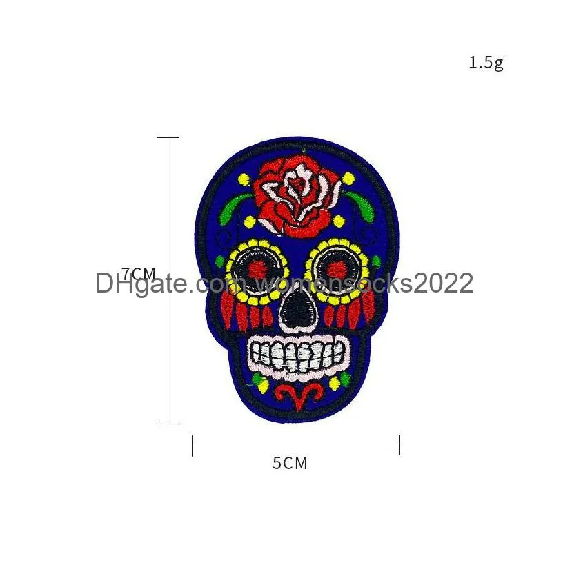 notions skull iron ones sew on punk style skeleton embroidery appliques ghost head motif melt sticker halloween costumes