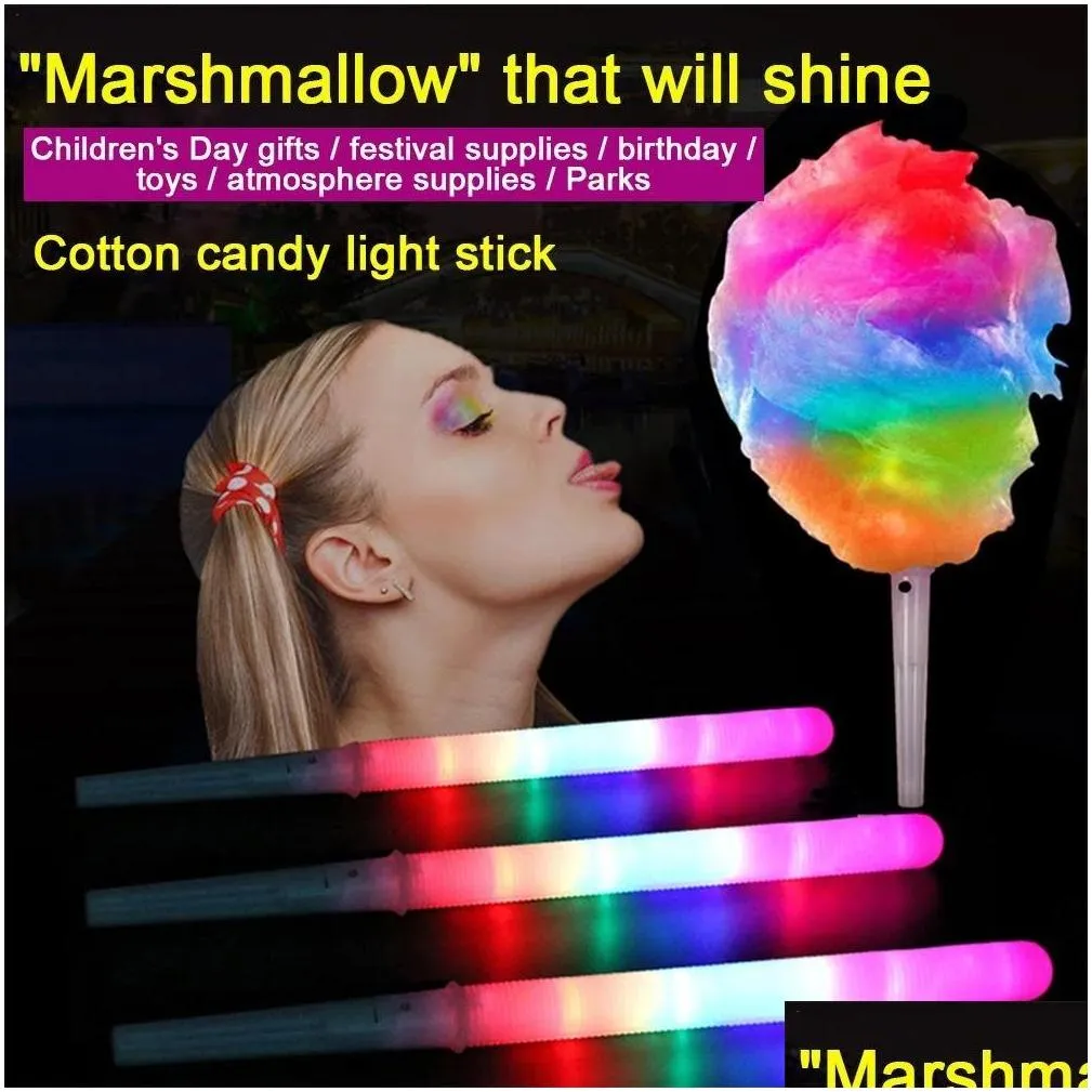 cotton candy light cones colorful glowing luminous marshmallow cone stick party favors halloween christmas supply flashing color