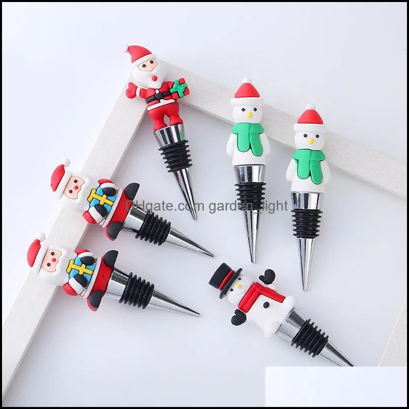 christmas wine bottle stopper reusable santa snowman decorative wine accessories kitchen table decoration