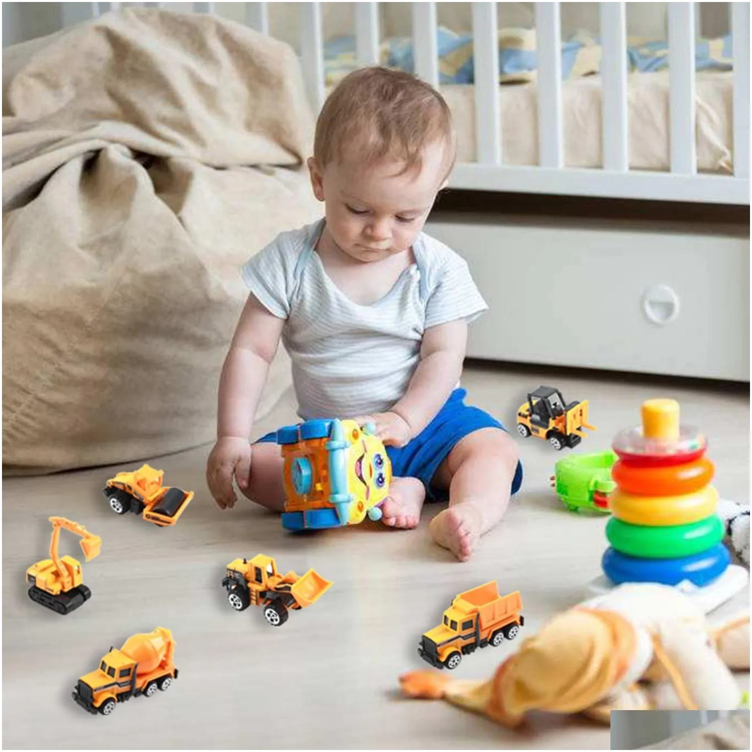 diecast model cars 6piece small construction toys vehicles play trucks vehicle toy toddlers boys kid mini alloy car metal engineering excavator