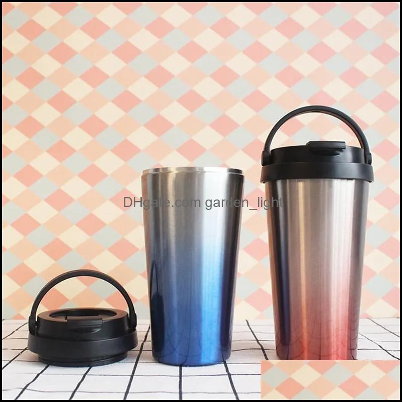 450ml coffee thermos cup stainless steel gradient coffee cup vacuum insulation car coffee mugs