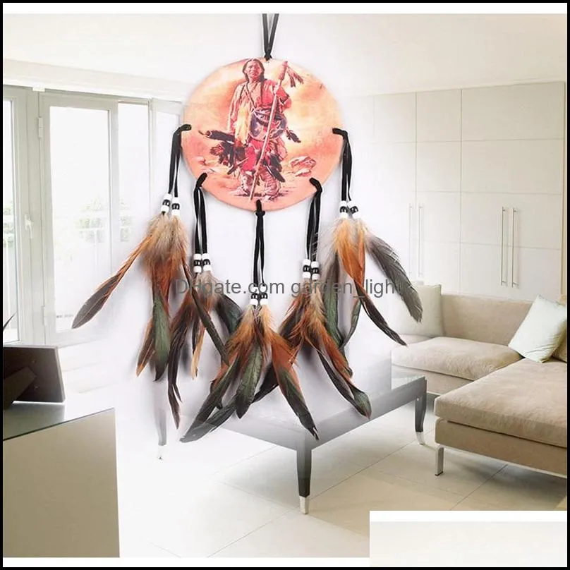  oil painting style handmade dream catcher net with feathers wall hanging dreamcatcher craft gifts rra10395