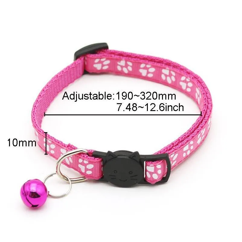 easy wear cat dog collar with bell adjustable buckle dog collar cat puppy pet supplies accessories small dog cat safety collar wvt0833