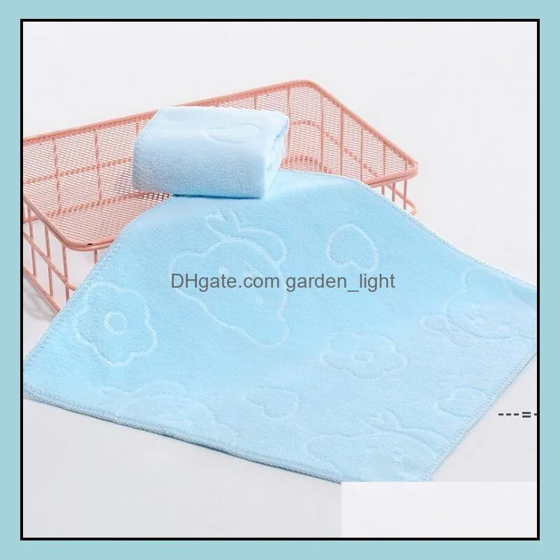  25x25cm household microfiber absorbent face wash towel infant kindergarten thicken embossed cartoon bear printed towels rre11616