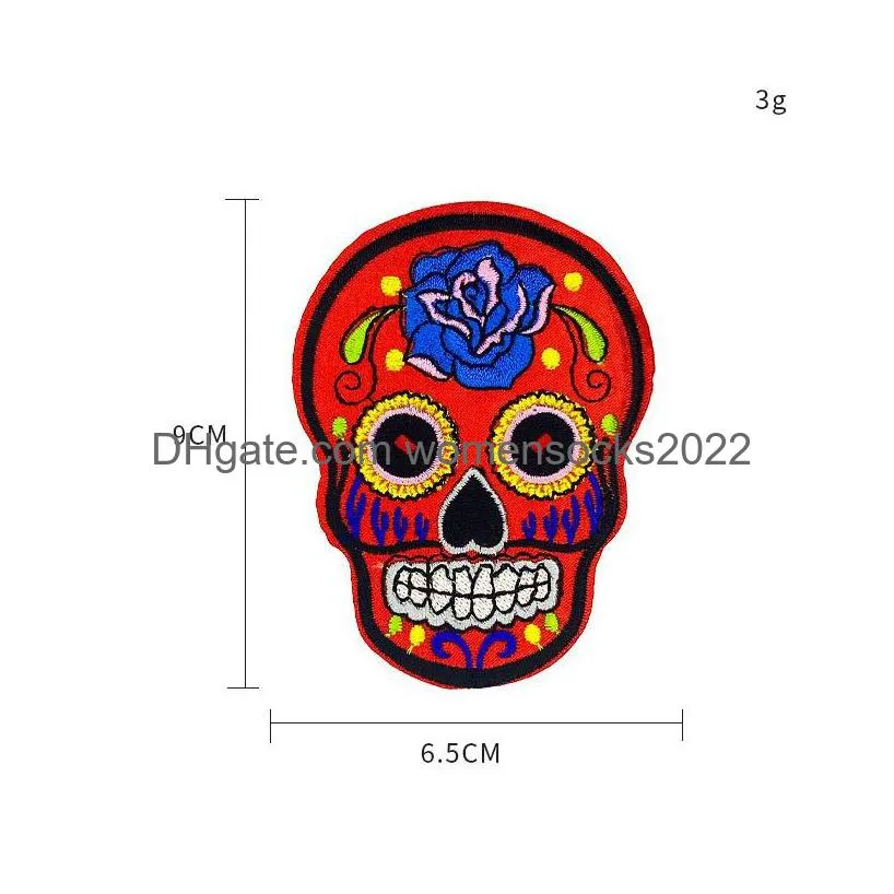 notions skull iron ones sew on punk style skeleton embroidery appliques ghost head motif melt sticker halloween costumes