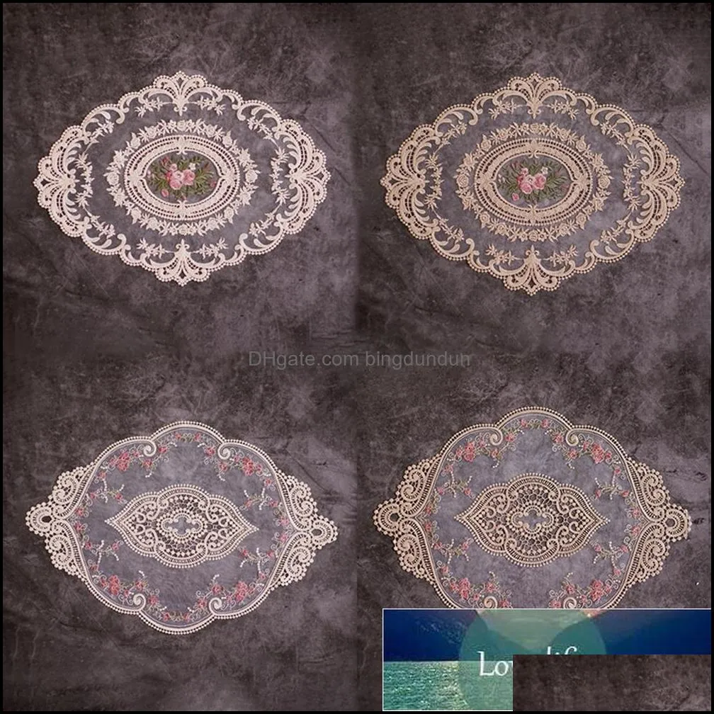 1pcs vintage lace placemat coaster table mat french small tablecloth embroidery antiscald table pads