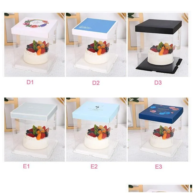 transparent cake box for 10 inch bakery tools clear plastic display box with base and lid birthday christmas day year tx0062