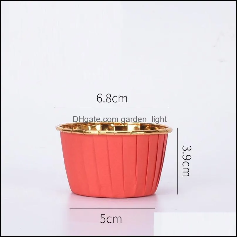 50pcs cupcake wrappers crimping muffin cases cake liner gold silver coated paper cups heat resistant baking mold cakes supplies