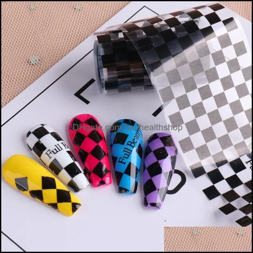 stickers decals 10pcs checkerboard grid snake nail foils abstract face star moon transfer full wraps gel polish accessories