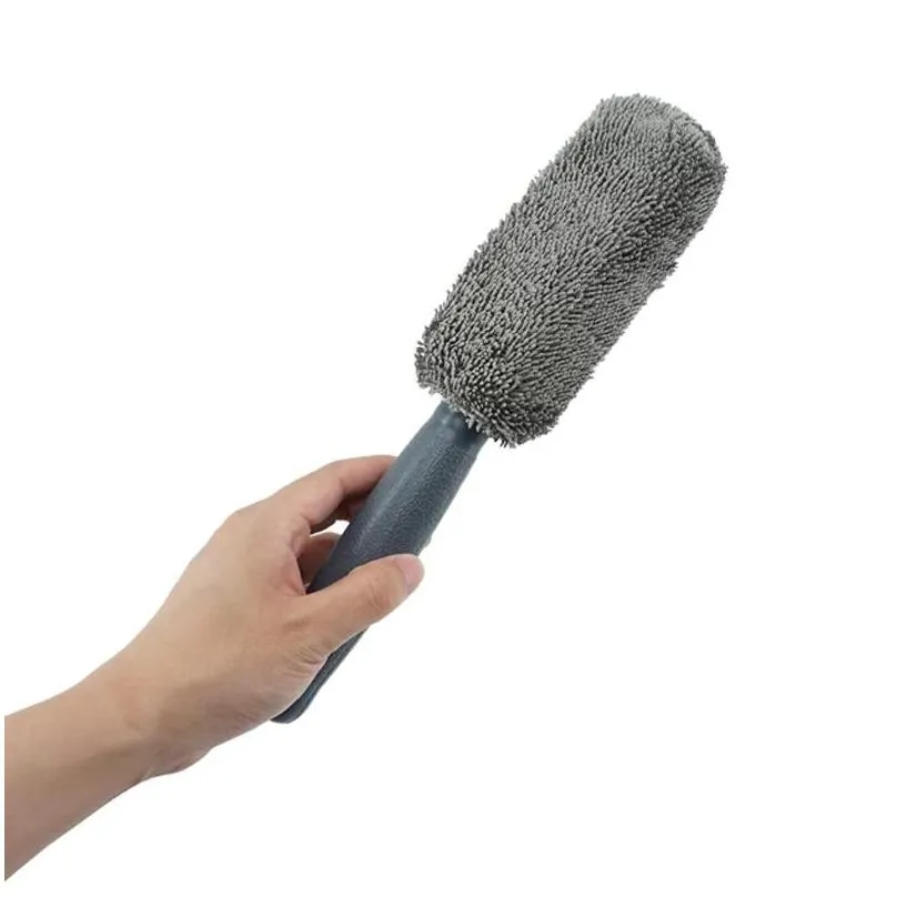 portable microfiber tire rim brush car wheel cleaning cleaning tool with plastic handle