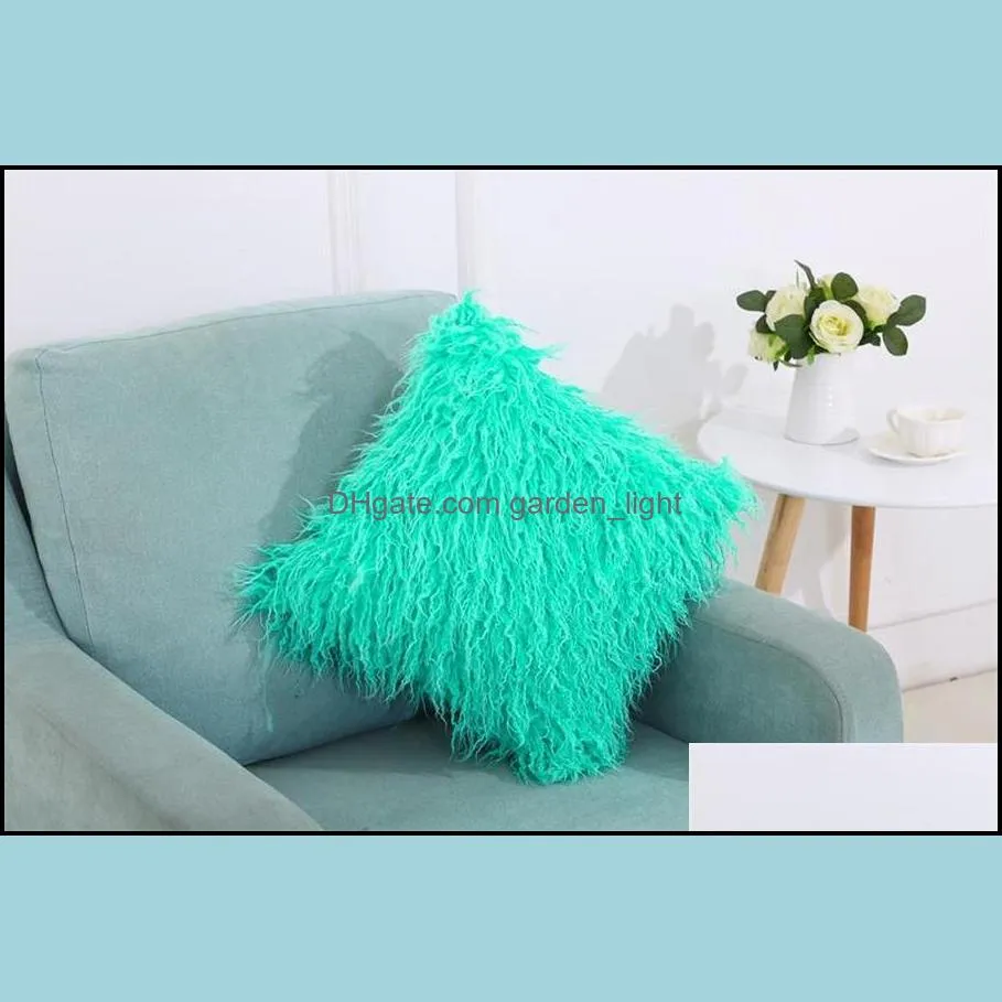 solid color plush pillowcase car casual faux fur plush throw pillow slip home seat waist pillow cover case 45x45cm rre13351