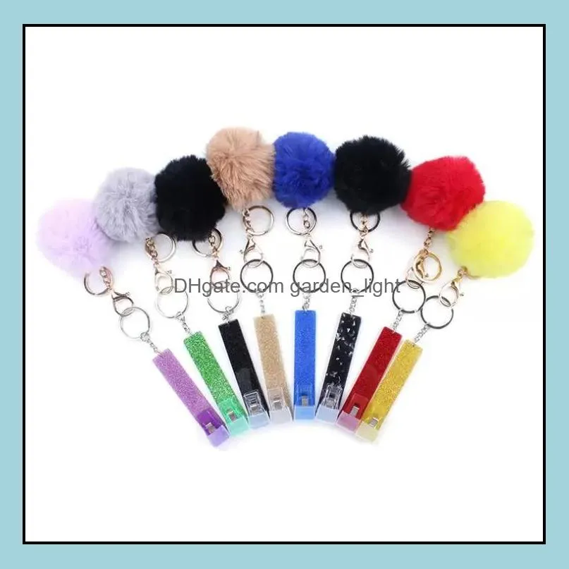  cute credit card puller pompom keychains acrylic debit bank c ard grabber for long nail atm keychain cards clip nails key rings