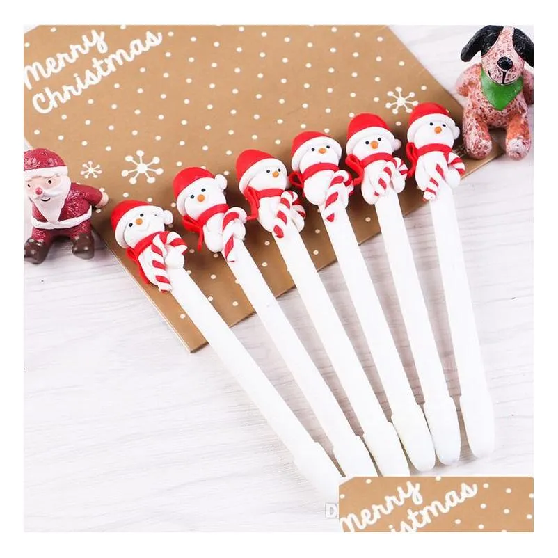 cute christmas snowman ceramic ball pen crutches cartoon christmas santa claus ballpoint office school stationery